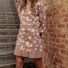 Leopard-Print Knit Mini Skirt with Ruffled Hem