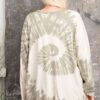 Plus Size Long-Sleeve Spiral Tie-Dye Knit Top – Faded Sage