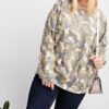 Plus Size Distressed Camo Pullover Top – Faded Sage
