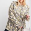 Plus Size Distressed Camo Pullover Top – Faded Sage