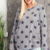 Plus Size Star-Print Loose-Fit Top – Heather Grey