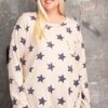 Plus Size Star Print Loose-Fit Top – Khaki