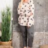 Plus Size Star Print Loose-Fit Top – Khaki