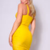 Twist-Front Spaghetti Strap Cutout Ruched Mini Dress – Yellow
