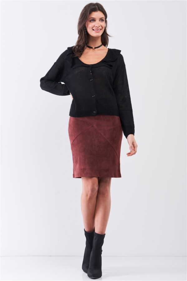 Bertha-Collar Button-Front Cardigan – Black