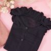Bertha-Collar Button-Front Cardigan – Black