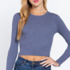 Relaxed Open-Back Long Sleeve Sweater Top – Blue