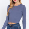 Relaxed Open-Back Long Sleeve Sweater Top – Blue