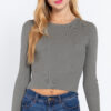 Open-Back Long Sleeve Sweater Top – Sage
