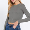 Open-Back Long Sleeve Sweater Top – Sage