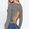 Open-Back Long Sleeve Sweater Top – Sage