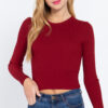 Long Sleeve Open-Back Sweater Top – Wine