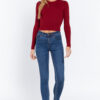 Long Sleeve Open-Back Sweater Top – Wine