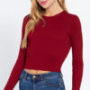 Long Sleeve Open-Back Sweater Top – Wine