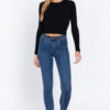 Open Back Long-Sleeve Sweater Top – Black