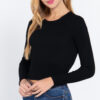 Open Back Long-Sleeve Sweater Top – Black