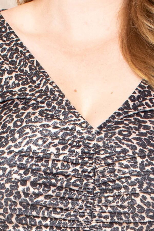 Leopard Print Shirred Plus Size Mini Dress