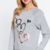 Sequins French Terry Pullover Top – Heather Grey