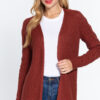 Open-Front Long Sleeve Sweater Cardigan – Brick