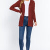 Open-Front Long Sleeve Sweater Cardigan – Brick