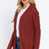 Open-Front Long Sleeve Sweater Cardigan – Brick