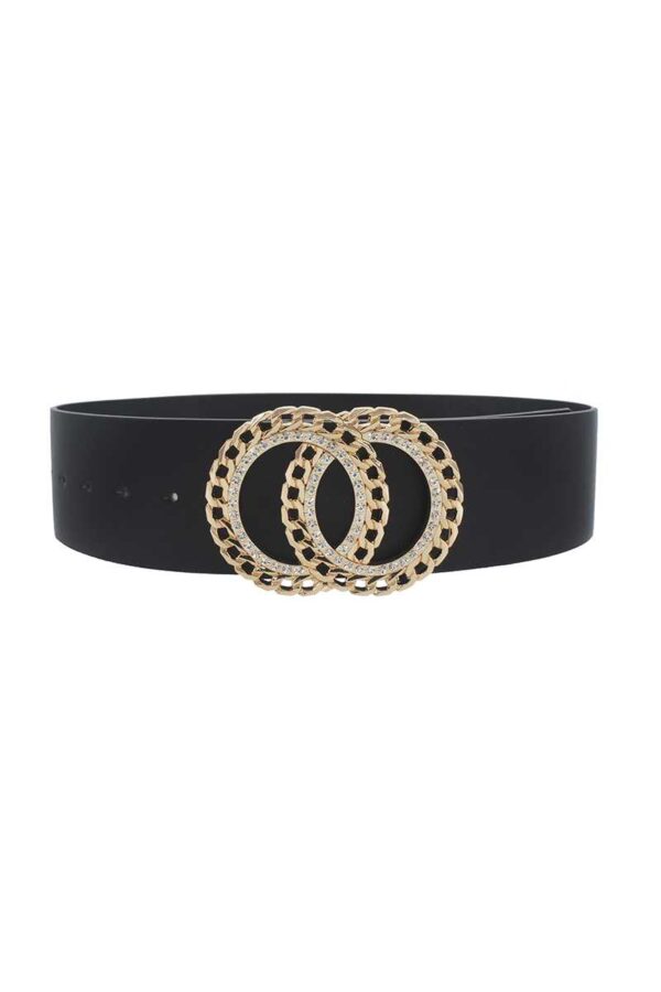 Double Circle Chain Belt with Rhinestone Trim