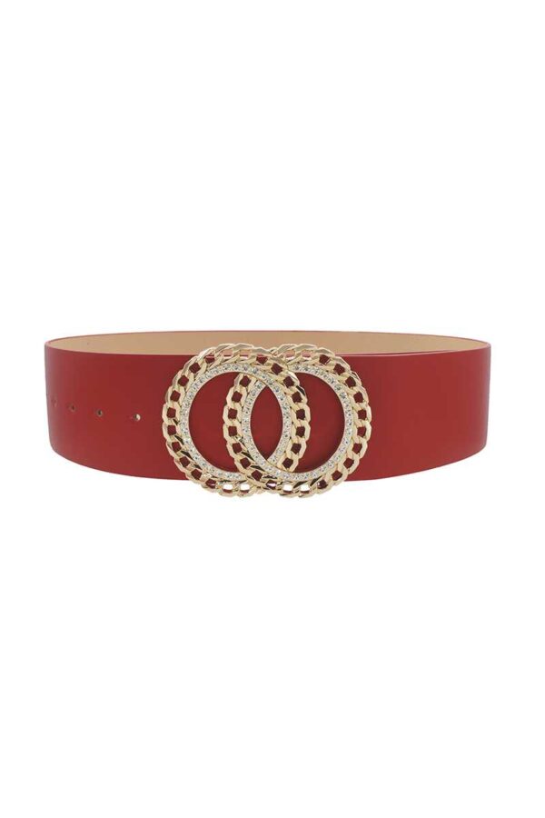 Double Circle Chain Belt with Rhinestone Trim