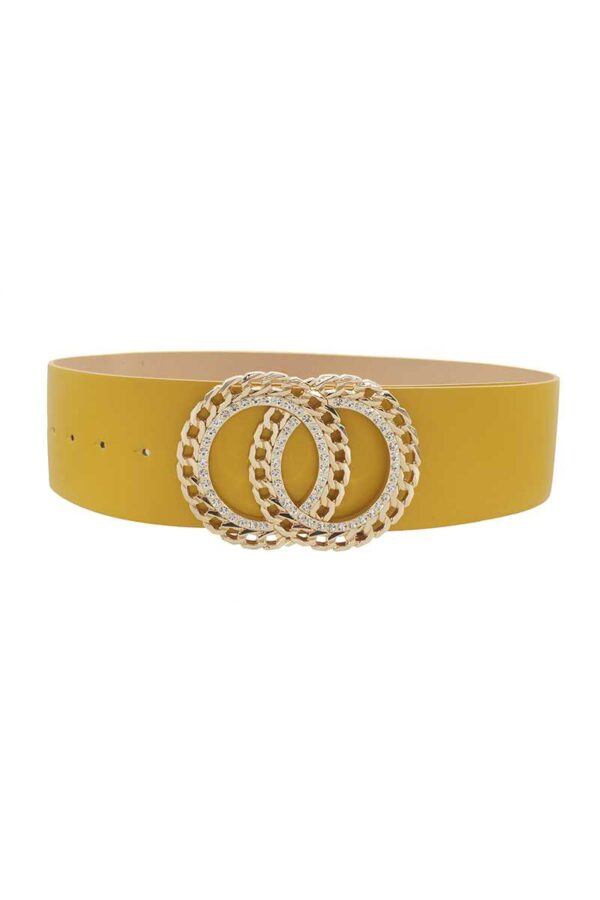 Double Circle Chain Belt with Rhinestone Trim