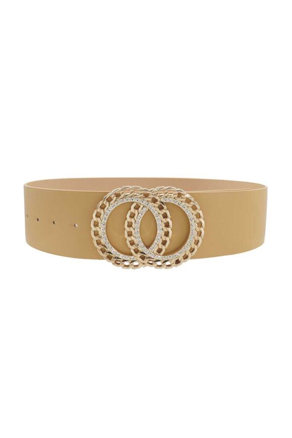 Double Circle Chain Belt with Rhinestone Trim