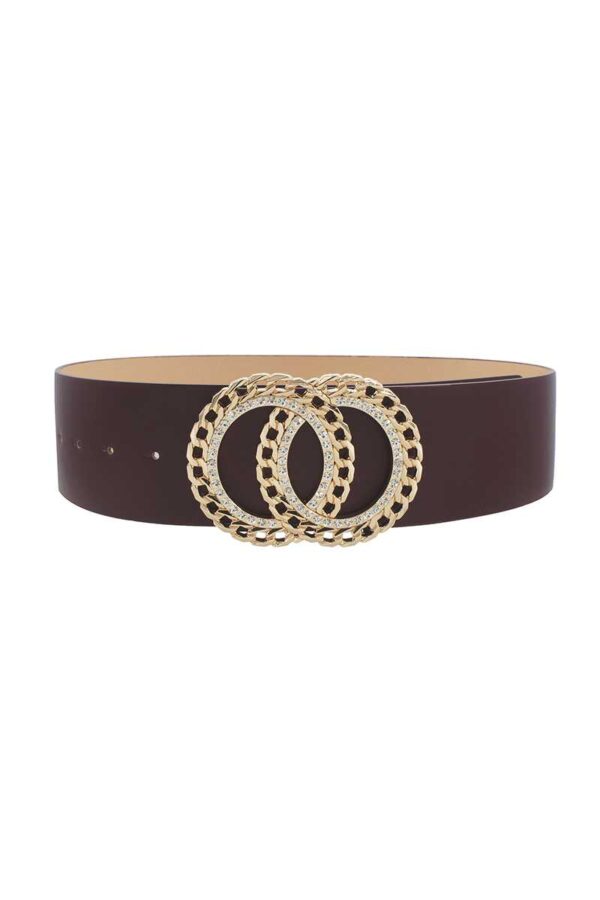 Double Circle Chain Belt with Rhinestone Trim