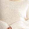 Plus Size High Cowl Neck Boucle Sweater Dress – Cream