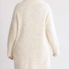 Plus Size High Cowl Neck Boucle Sweater Dress – Cream