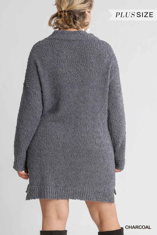 Boucl Cowl-Neck Sweater Dress – Charcoal (Plus Size)