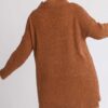 Plus Size High Cowl Neck Boucle Sweater Dress – Camel