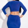 Ruched Cutout Dress – 3/4 Sleeve in Royal