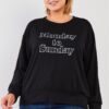 Plus Size Black ‘Monday Sunday’ Print Relaxed Sweatshirt