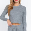 Long Sleeve Crewneck Sweater Top – Heather Grey