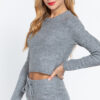 Long Sleeve Crewneck Sweater Top – Heather Grey