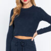Long-Sleeve Crew Neck Sweater Top – Ink Navy