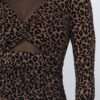 Animal Print Mock Neck Mini Dress – Brown