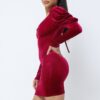 Velvet Pleated Puff-Sleeve Mini Dress – Low V-Neck