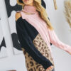 Turtleneck Cutout Colorblock Sweater – Pink