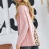 Turtleneck Cutout Colorblock Sweater – Pink