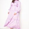 Plus Size Belted Shirt Dress with Ruffle Detail – Violet