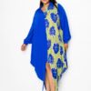 Print Drapy Shirt Maxi Dress – Royal Multi (Plus Size)