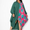 Plus Size Print Drapy Shirt Maxi Dress – Teal Multi