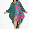 Plus Size Print Drapy Shirt Maxi Dress – Teal Multi