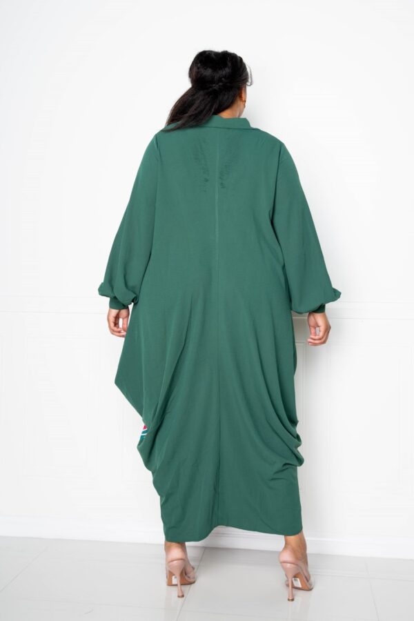 Plus Size Print Drapy Shirt Maxi Dress – Teal Multi