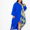 Print Drapy Shirt Maxi Dress – Royal Multi (Plus Size)