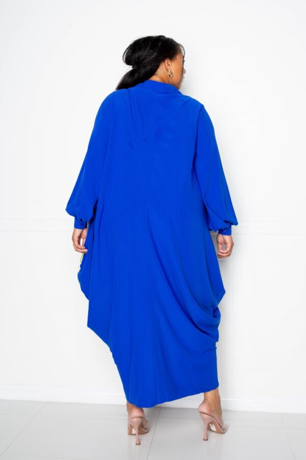 Print Drapy Shirt Maxi Dress – Royal Multi (Plus Size)